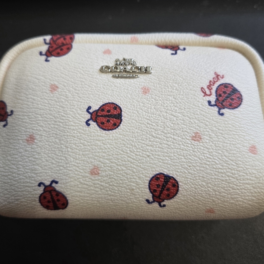 Coach Mini Boxy Lady Bug Cosmetic Bag New 2492